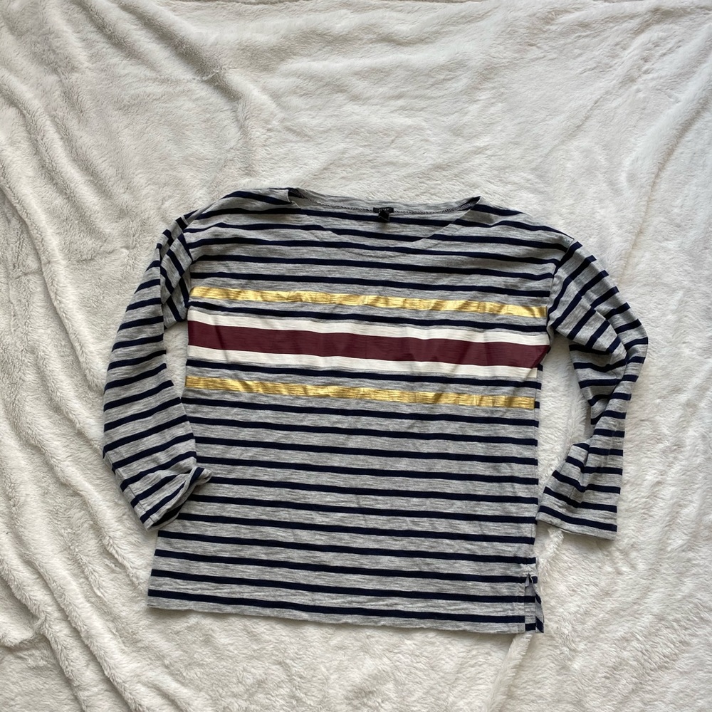J. Crew Metallic Stripe 3/4 Tee